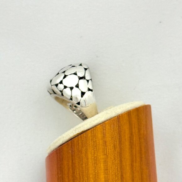 Sterling Silver Dome Ring w/Pebbled/Cobblestone Pattern Sterling 10 gm Size 6.5 - Picture 5 of 10